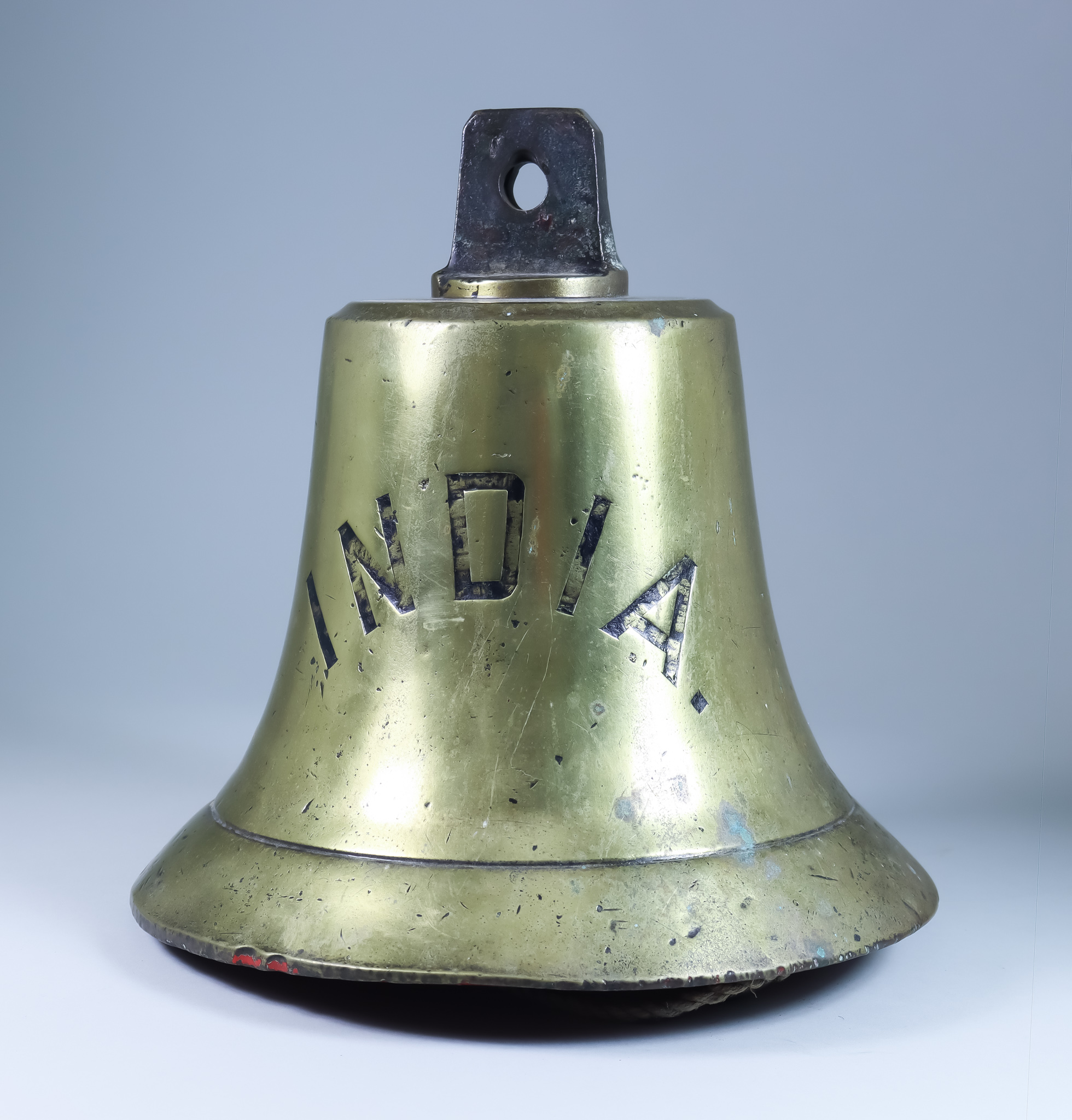 A Bell Metal Ship's or Fire Bell, Early 20th Century, impressed and painted name 'India', the