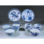 A Small Collection of Worcester Blue and White Porcelain Tea Wares, including - tea bowl and