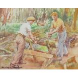 After Stanhope Alexander Forbes (1857-1947) - Watercolour - Lumberjacks, signed, 9ins x 11ins,