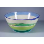 Blue Firs, a Clarice Cliff Bizarre Havre Bowl, painted in colours, 8ins diameter x 3.5ins high,
