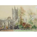 ***S. J. (Toby) Nash (1891-1960) - Ink and watercolour - Canterbury Cathedral, signed and dated
