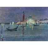 ***Patrick Hall (1906-1992) - Watercolour - Venetian scene at night, signed, 10ins x 14ins, framed