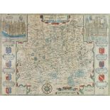 John Speed (1552-1629) - Coloured engraving - Map of Surrey, 15ins x 20ins, and William Kip (