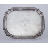 A George VI Silver Rectangular Salver, by William Hutton and Sons, Sheffield 1937, with re-entrant