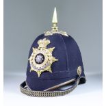 A Blue Cloth Helmet for the East Surrey Regiment, Circa 1880, cork pattern with blue cloth covering,