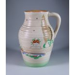 Napoli, a Clarice Cliff Single-Handled Lotus Jug, painted in colours, 11.75ins high, blue printed