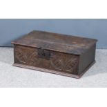 An Oak Bible Box, Late 17th Century, with Lunette Carved Front, 23ins wide x 15ins deep x 8ins high