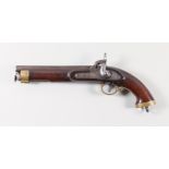 A Precision Yeomanry Pistol, 19th Century, .60 calibre, unmarked bright steel barrel, unmarked plain