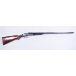 A 12 Bore Side by Side Shotgun, by Hearder, serial No. 77244, 30ins blued steel barrel, plain top