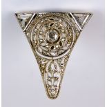 An Early 20th Century Triangular Diamond Clip, white metal, set with two triangular diamonds, each
