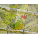 ***Inez Hoyton (1903-1983) - Mixed media - Abstract landscape, signed, canvas 14ins x18ins, framed