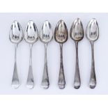 Six George III Old English Pattern Table Spoons, by Peter, Ann and William Bateman, London 1800,