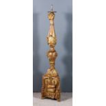 An Italian Gilt Pricket Candlestick of Baroque Form, 53ins high