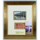 A Framed Ticket to "Buffalo Bills Wild West Show", Circa 1890, 60mm x 110mm, pink ticket being for a