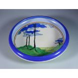 Blue Firs, a Clarice Cliff Bizarre Hiawatha Bowl, painted in colours 12ins diameter, with printed