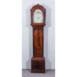 A Late 18th/Early 19th Century Mahogany Longcase Clock, the 12ins arched brass painted dial with