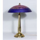 A French Cast Brass Electric Table Lamp, Early 20th Century, the column of tapering form on a