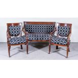 An Early 20th Century Dutch Mahogany Two Seat Settee and a Pair of Armchairs, by H. Pander &