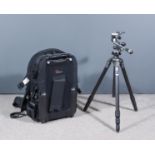A Quantity of Camera Tripods and Bags, comprising - a Gitzo G1349 Mk 2 tripod, a Velbon D-700