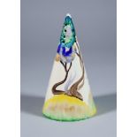 Viscaria, a Clarice Cliff Bizarre Conical Sugar Sifter, 5.5ins high, printed mark with Wilkinson