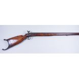 A 19th Century Continental .75 Calibre Sporting Rifle, 38ins octagonal barrel, unsigned lock,