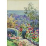 Edith Helena Adie (Act. 1892-1930) - Watercolour - Garden landscape, signed, 6.5ins x 5ins, in
