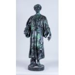 Rene Charles Masse (1855-1913) - Green and brown patinated bronze- 'Jeune Arabe', signed Ch.Massé
