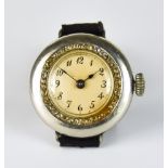 An Early 20th Century Lady's Manual Wind Wristwatch, 24mm diameter case, platinum case with