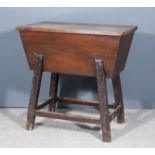 An 18th Century Elm Dough Bin, with plain lid, on square splayed legs, 31.5ins x 17ins deep x 31.