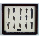 A Collection of Native American Arrow Heads, Circa 1876, a collection of arrow heads collected by
