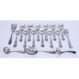 Twelve Sterling Silver Queens Pattern Soup Spoons and Mixed Metalware, the soup spoons stamped