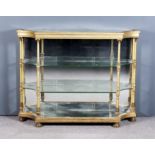 A 19th Century Gilt Framed Three-Tier Unit, with concave front corners, mirror plate to top and