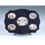 An Italian Grand Tour Polished Black Marble and Micro Mosaic Desk Paperweight, 19th Century, with