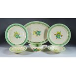 Honeydew, a Clarice Cliff Part Dinner Service, comprising- six tureens, one with cover and two