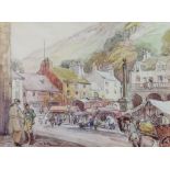 C. D. Pearson (Early 20th Century School) - Pair of watercolours - Town square and street scene,