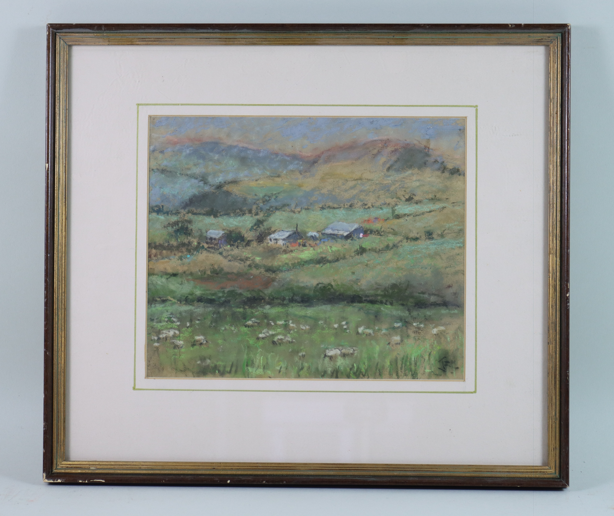 John ? (Early 20th Century British School)- Pastel - "Pembrokeshire Farms at Preseli", - Image 2 of 3