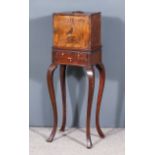 An Early 18th Century Low Countries Inlaid Walnut Table Cabinet, the front inlaid with bird and