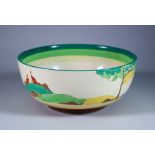 Secrets, a Clarice Cliff Bizarre Circular Bowl, painted in colours, 8.5ins diameter x 3.5ins high,