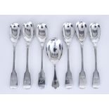 A Set of Six Victorian Irish Silver Fiddle Pattern Mustard Spoons and Mixed Silverware, the