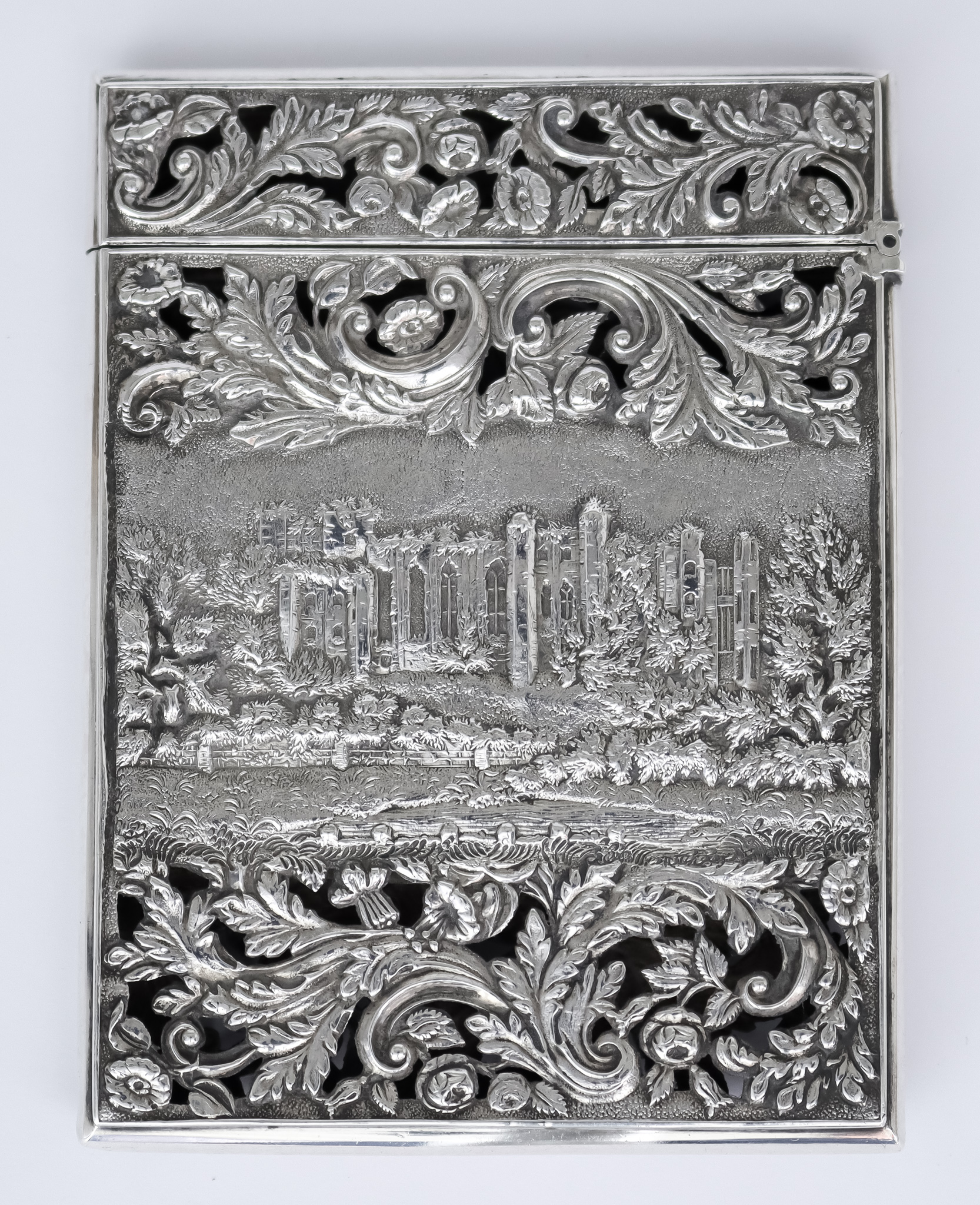 A Victorian Double-Sided "Castle Top" Rectangular Card Case, by Nathaniel Mills Birmingham 1838, the - Image 2 of 2