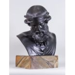 Sabatino De Angelis (1838-1915) et Fils - Brown patinated bronze bust of Plato after the antique,