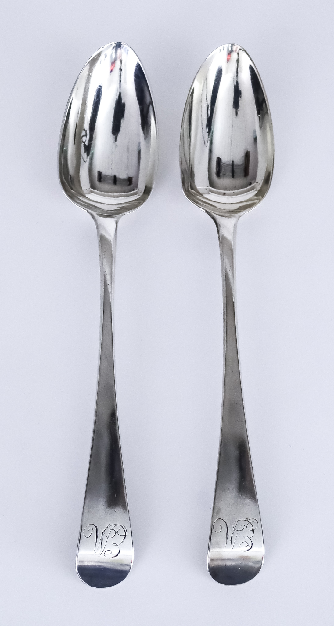 A Pair of George III Silver Old English Pattern Table Spoons and Eight Other Georgian Silver