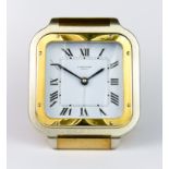 A 20th Century Travel/Desk Clock by Cartier, Model Santos, Serial No. 750821611, quartz movement,