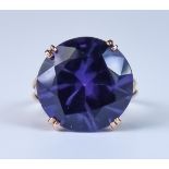 An Amethyst Dress Ring, Modern, yellow metal set with a large faceted amethyst, approximately 6ct,