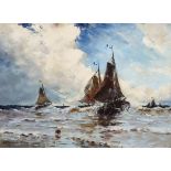 George Bunn (act. 1887-1898) - Oil painting - Sailing boats in choppy seas, signed and dated '96,