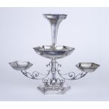 A George V Silver Hexagonal Epergne, by Walker and Hall, Sheffield 1913 with central trumpet and