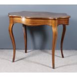 A French Kingwood, Marquetry and Metal Mounted Rectangular Table, of serpentine outline, fitted