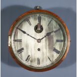 An Early 20th Century Walnut Cased Dial Wall Clock, the 8ins silvered dial with Roman numerals,