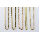 Five Fine 9ct Gold Chains, various, gross weight 24g