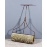 A Cast Iron and Stone Garden Roller, 19th Century, 25ins wide x 41ins high